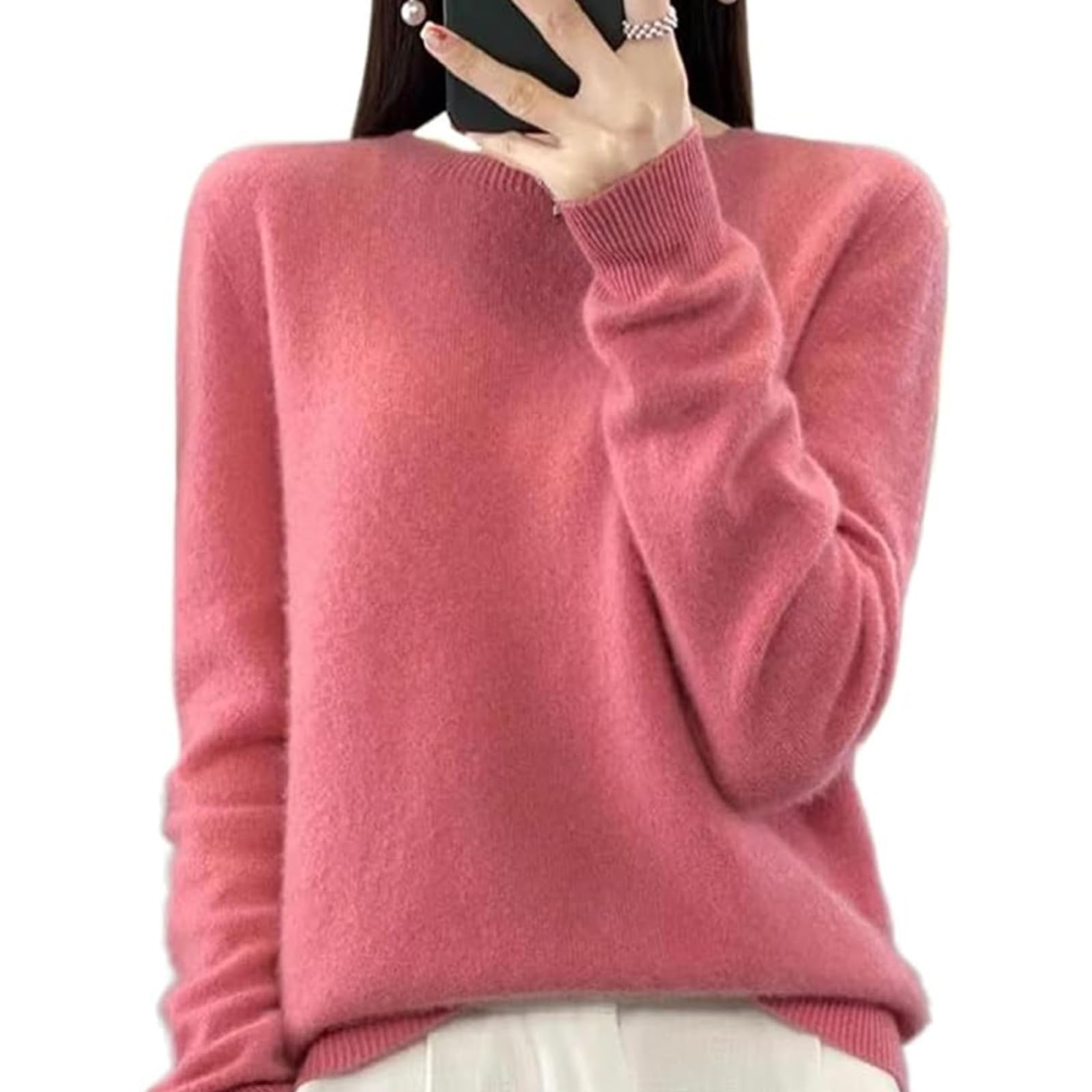 Cozy Cashmere Sweaters for Women Warm Long Sleeve Classic Soft Pullover Sweater Plus Size Casual 2025 Fall Winter