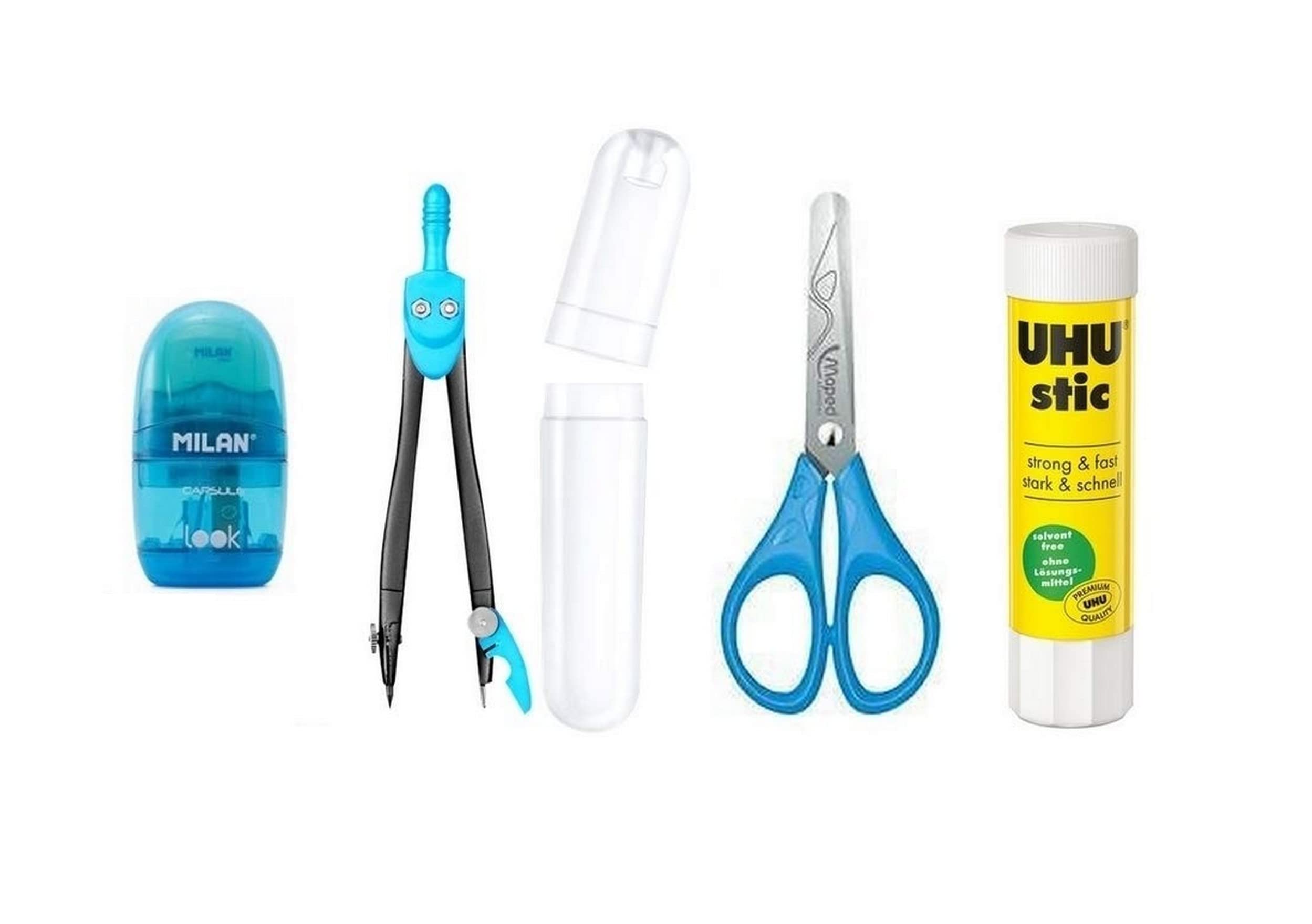 Kit Rentrée Scolaire 20 Pièces Collège + Index Adhésif - Rose Complet & Qualité (Règle, Compas, Stylos...)