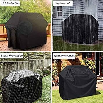 BBQ Grill Cover 58 Inch, Outdoor Heavy Duty Waterproof 600D Cover Barbecue Gas Grill Cover, UV & Fade Resistant, All Weather Protection Compatible for Weber Char-Broil Nexgrill and More, Black