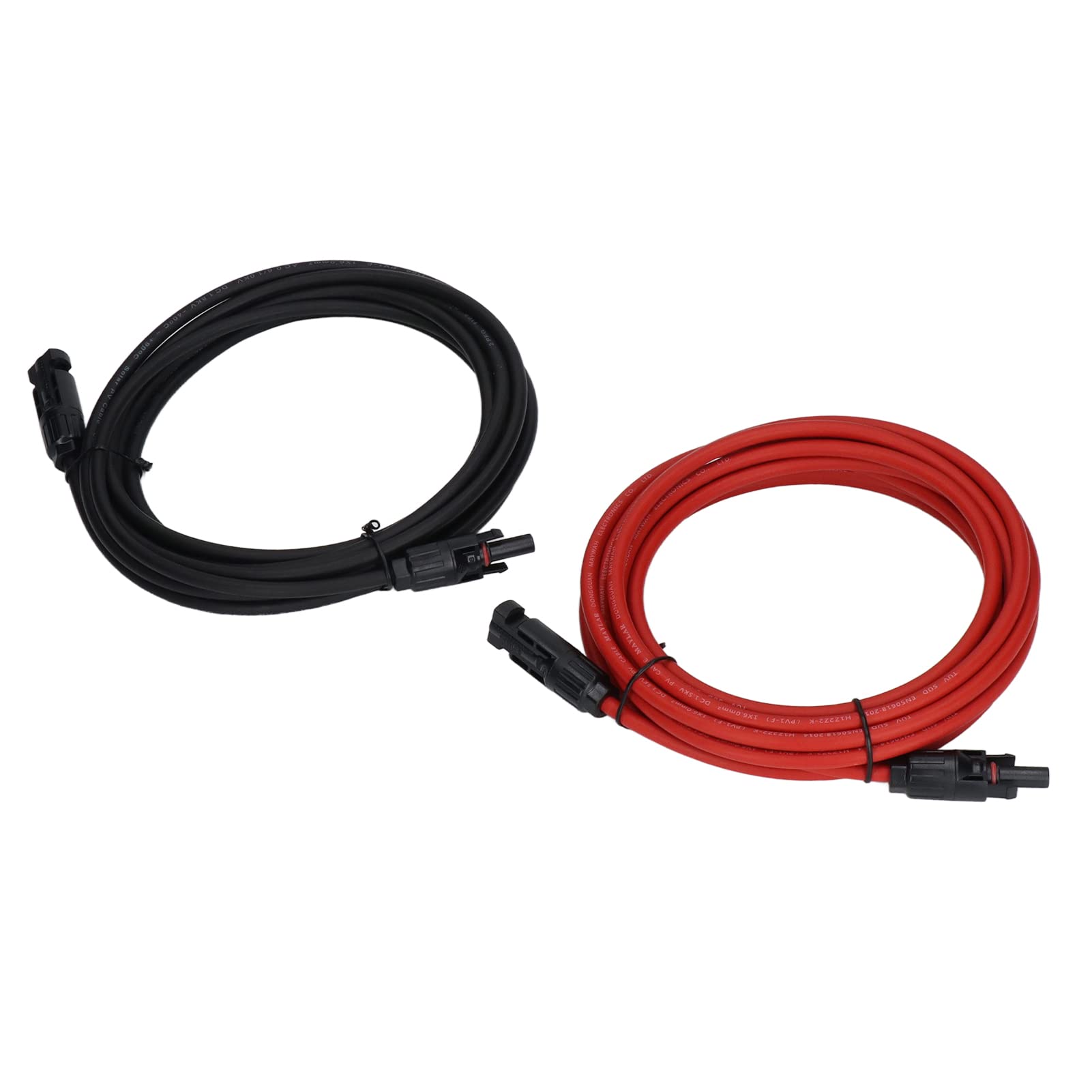 Cavo di prolunga per pannelli solari, 2 pezzi, 10 AWG, 6 mm²; cavo di estensione solare con connettori maschio e femmina; tensione nominale 1000 V CC, corrente nominale 30 A; grado (5 metri)