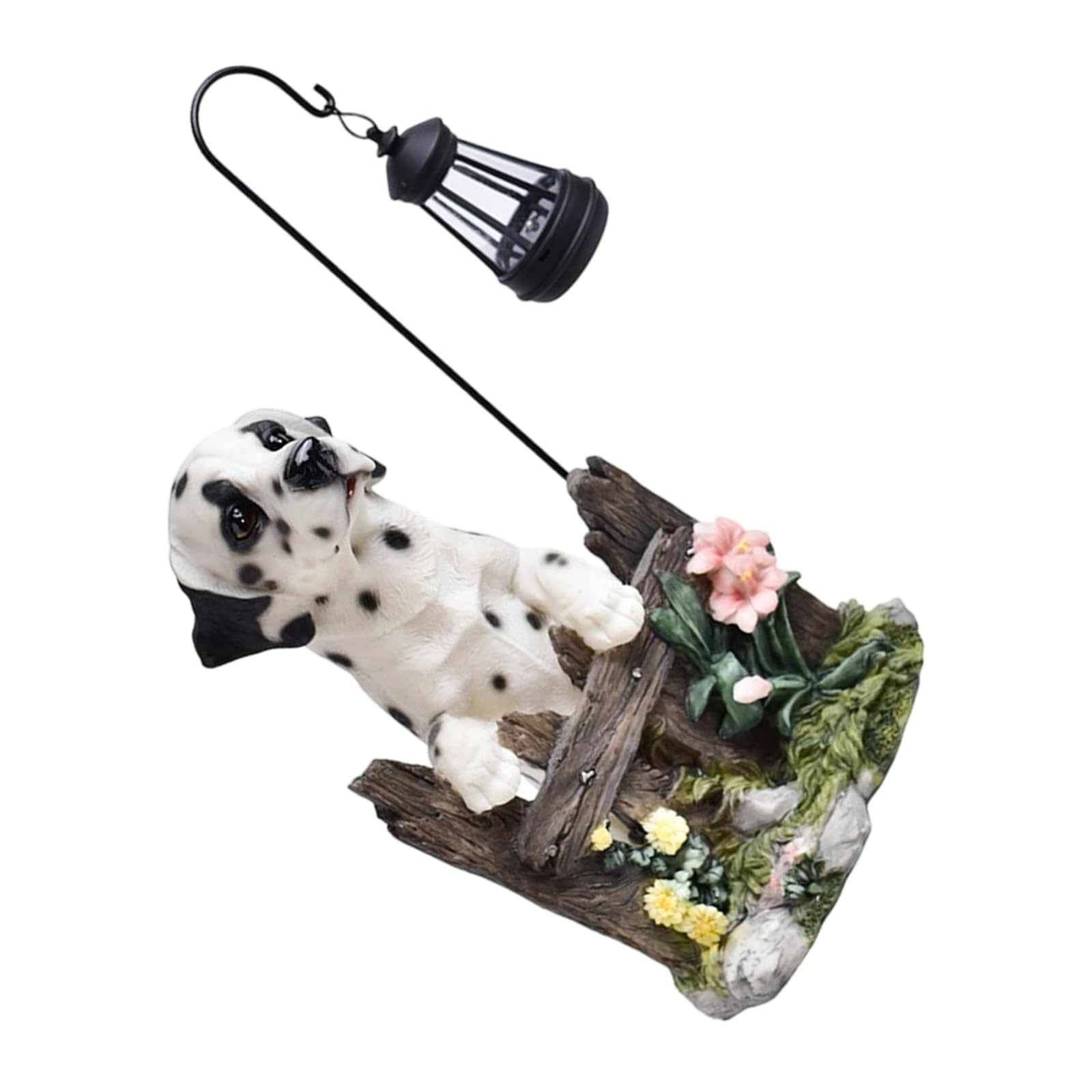 PANGBOER Dog Resin Sculpture for Pathway Decoration with Sturdy Build and Light Control Dog Holding Sculpture