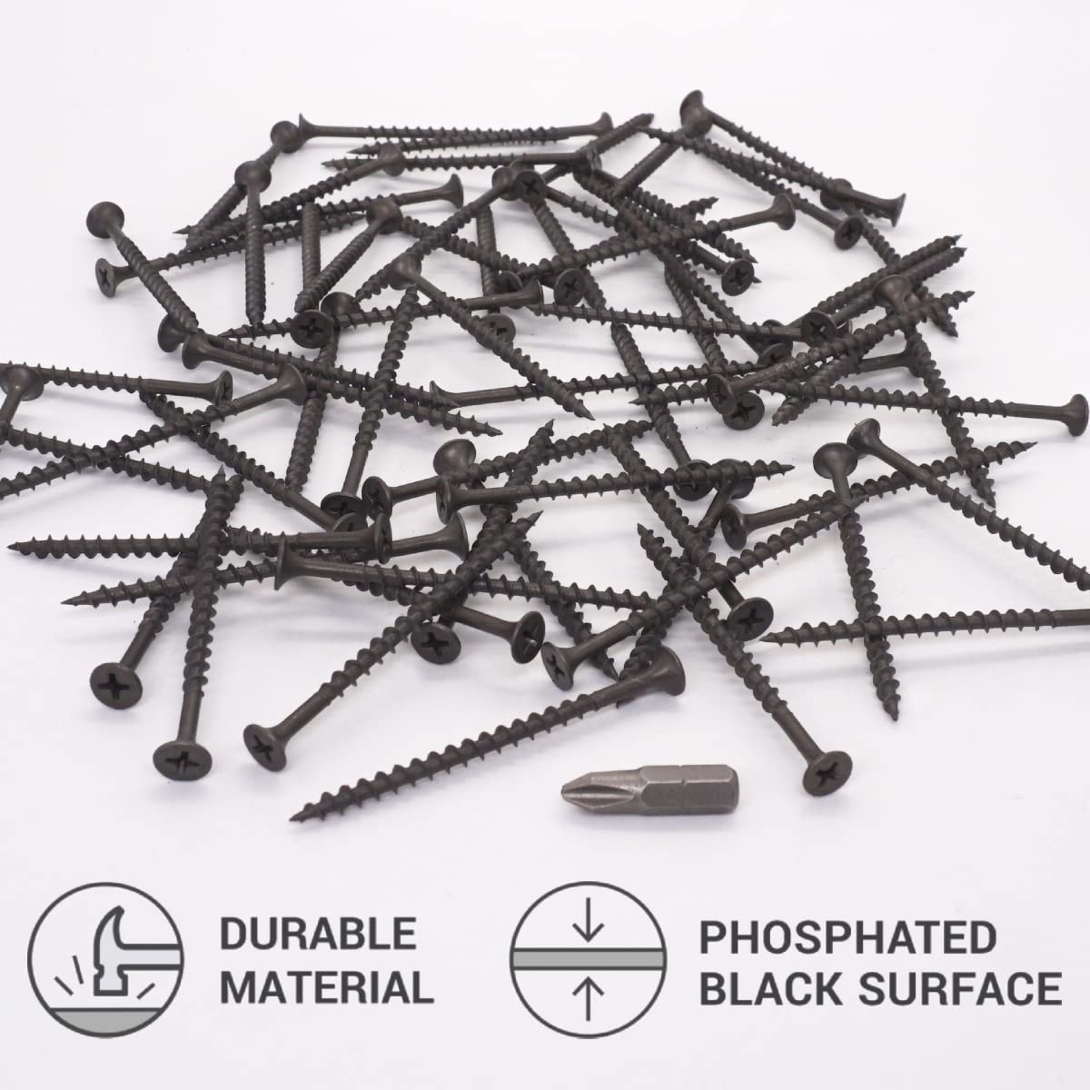 Viti Per Cartongesso Nero Fosfato 3,5x25 Mm | 500 Pezzi | Testa Phillips | Per Legno E Metallo