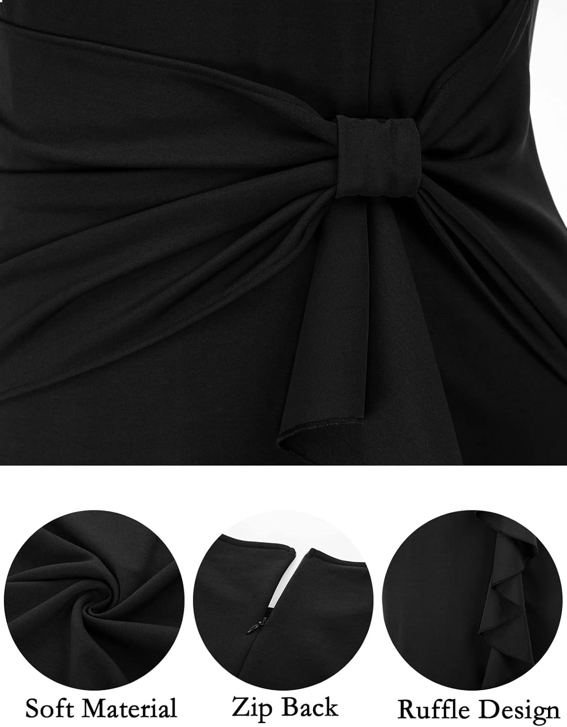 Hanna Nikole Wmens Plus Size Wear to Work Dress 50s Vintage Ruffle Peplum Cocktail Pencil Knee Dress - Image 7