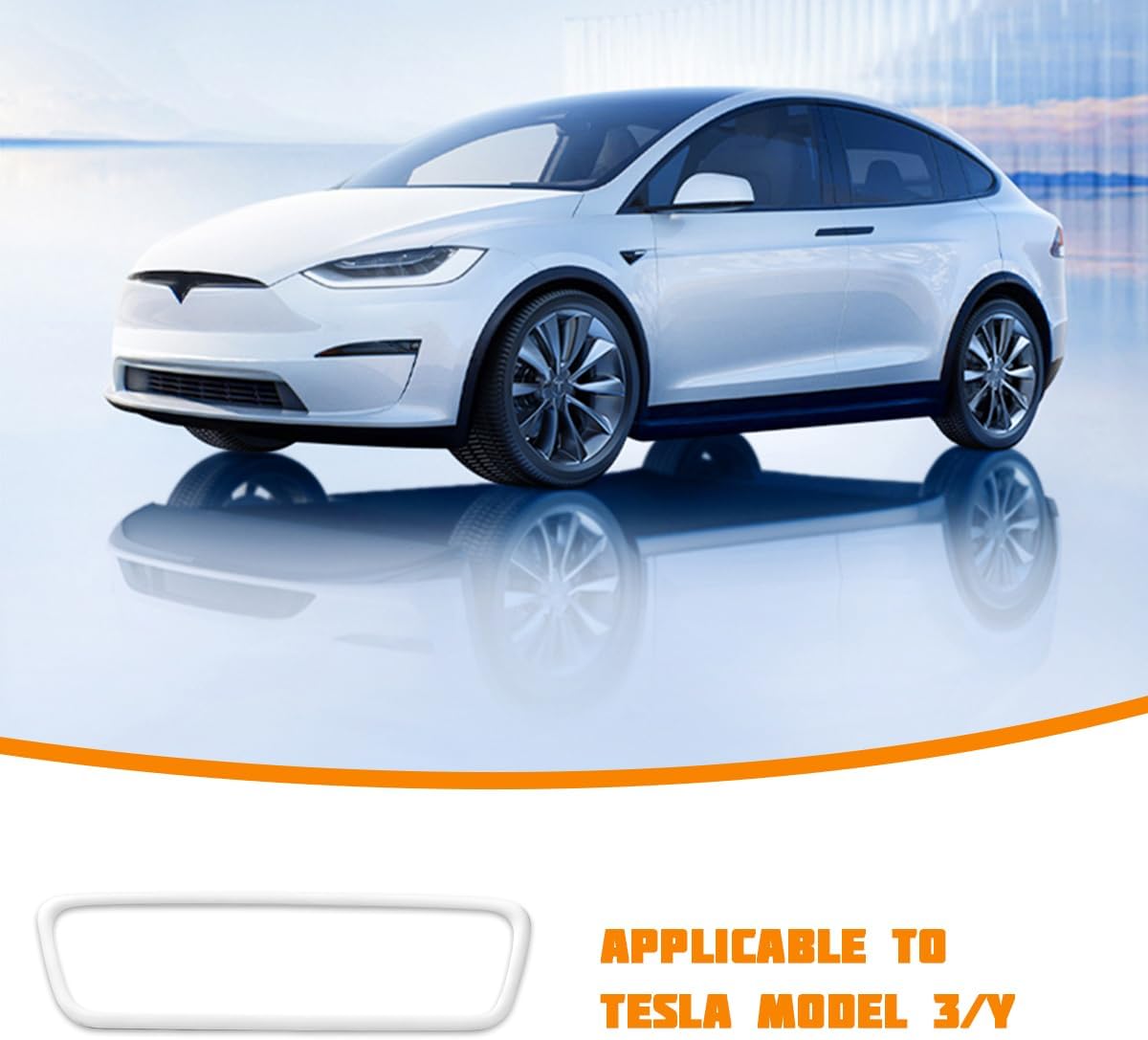 Car Rear View Mirror Protector Frame, Silicone Vehicle Rearview Mirror Edge Protective Cover, Automotive Interior Decoration Accessories for Women Men, Compatible with Model 3/Y (White)