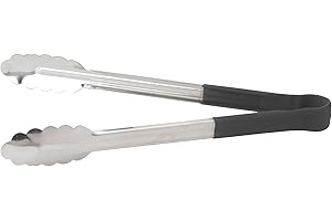 Winco Utility Tongs with Black Non-Slip Grip: Superior Kitchen Precision