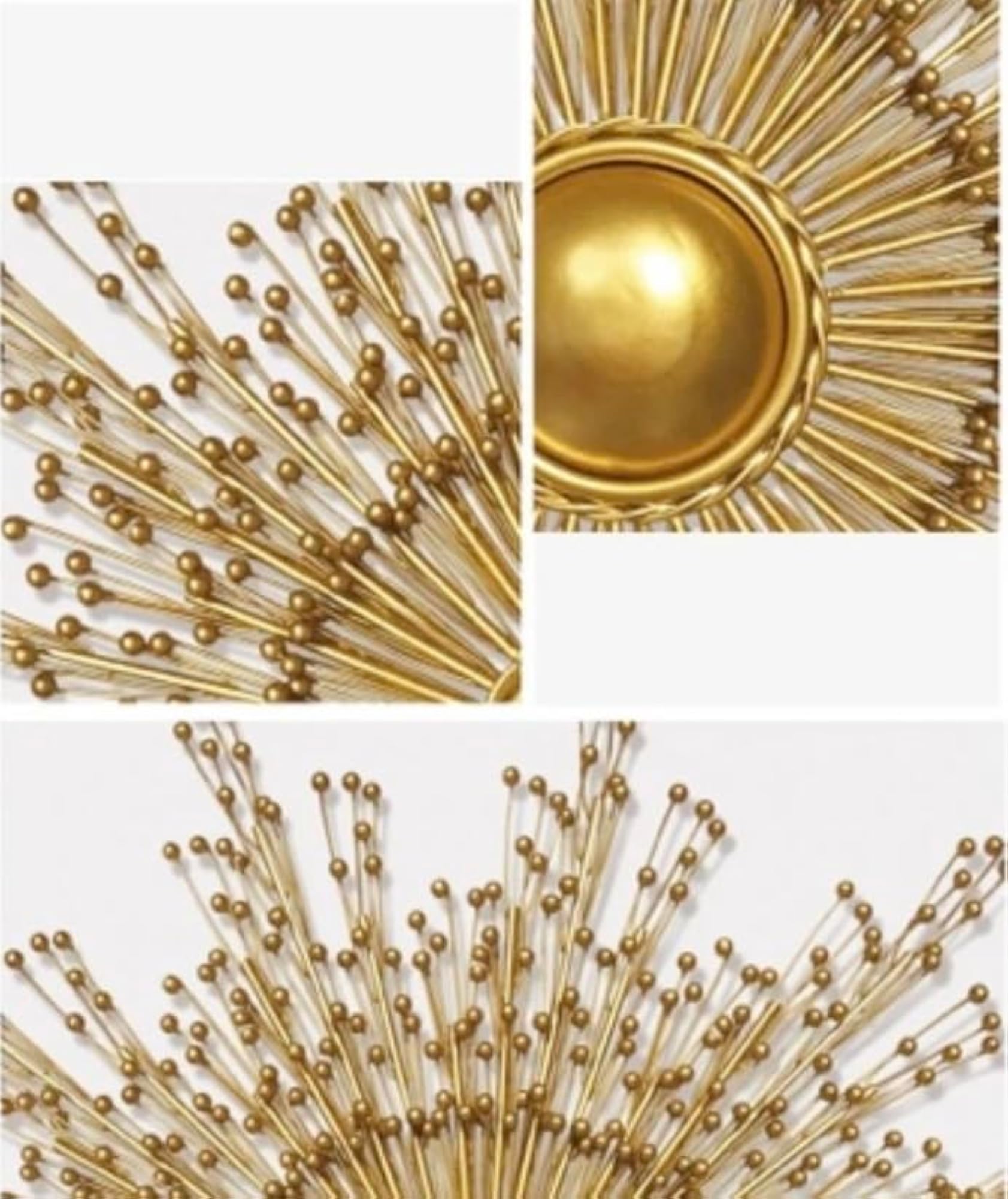 Luxury Sun Design Metal Wall Decor, Golden