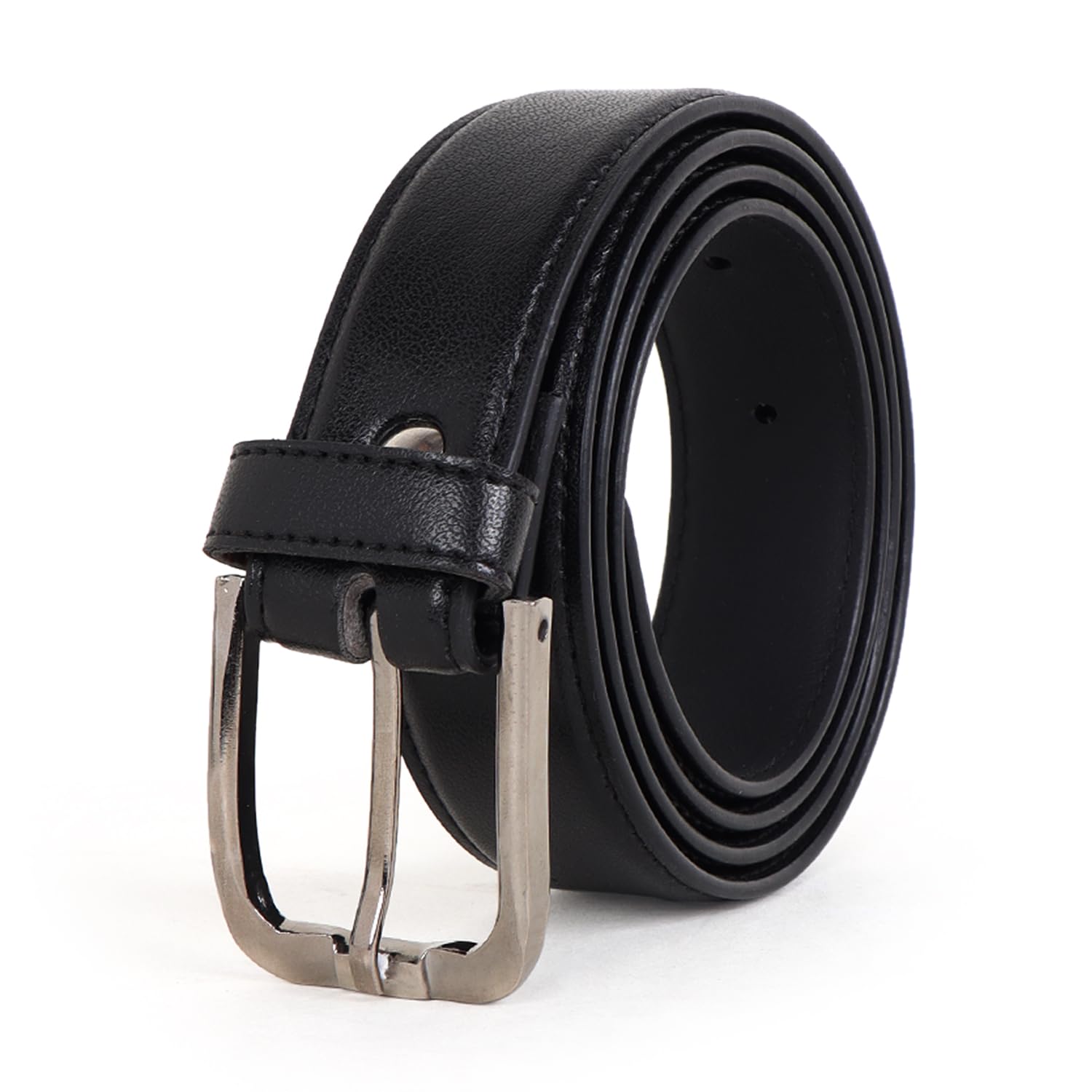 Premium Vegan Leather Belt for Men Jeans & Pants Wear Classic Design Formal & Casual Leatherette Waist Belt (Color - Black)-image-29