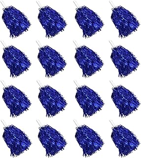16PCS Cheerleading Pom Poms Metallic Foil Plastic Pom Poms with Baton Ha...