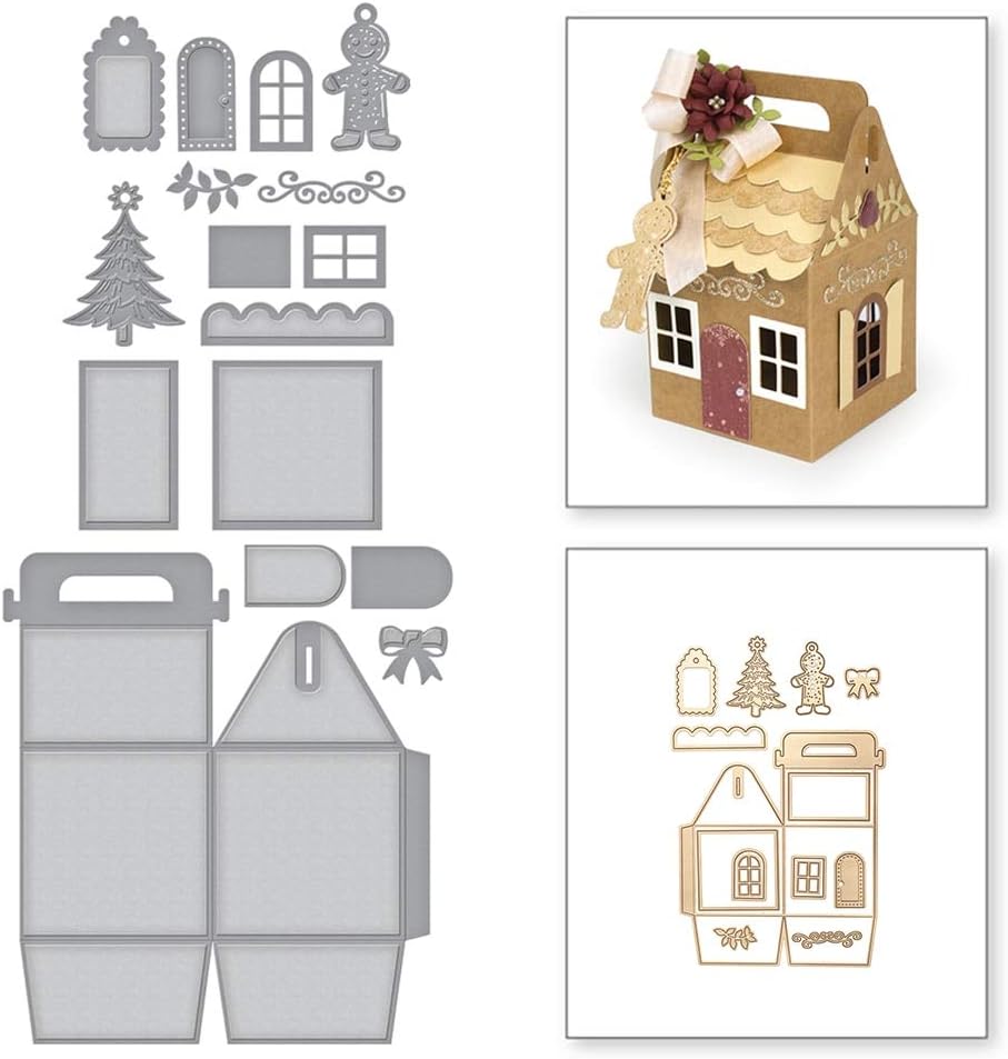 Cutting Dies - Christmas House Shaped Gift Bag Craft Dies Metal Cutting Die Diy Ornaments Decorative Mold - Thank Box Cut The Bow Making China Used Stamp Gift