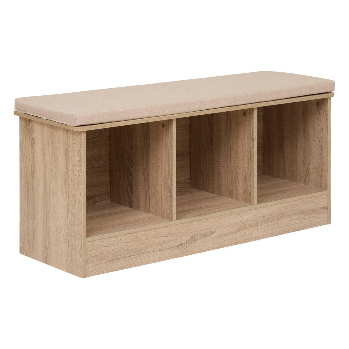 5 five simply smart Banco de Madera 3 Compartimentos conglomerado Color Natural, Antiguo, cm