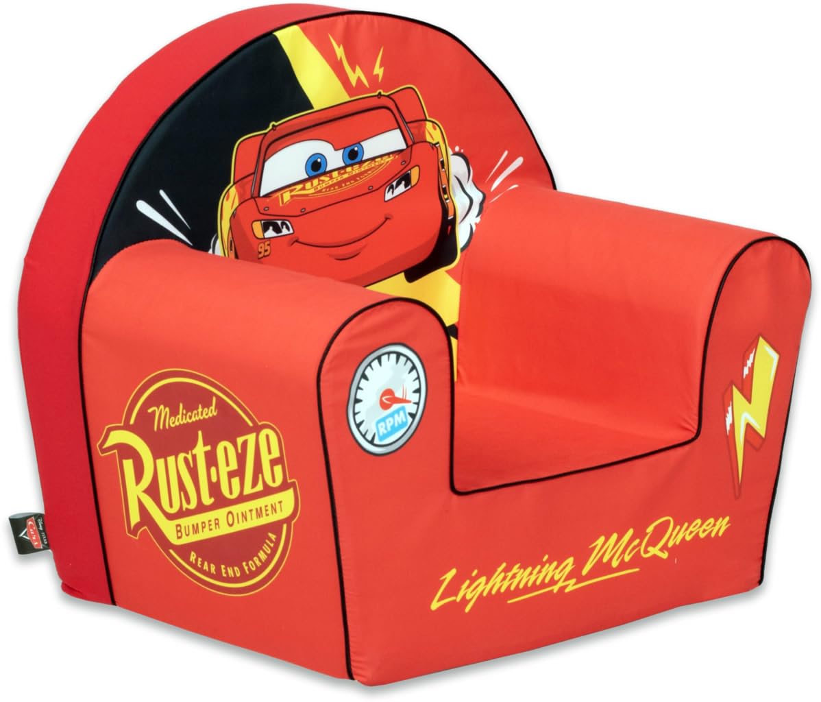 Disney Pixar Cars – Flash McQueen – Fauteuil Enfant en Mousse, Confort Premium, Dossier Stable Anti-pli, Anti-basculement, Léger – Fabriqué en UE