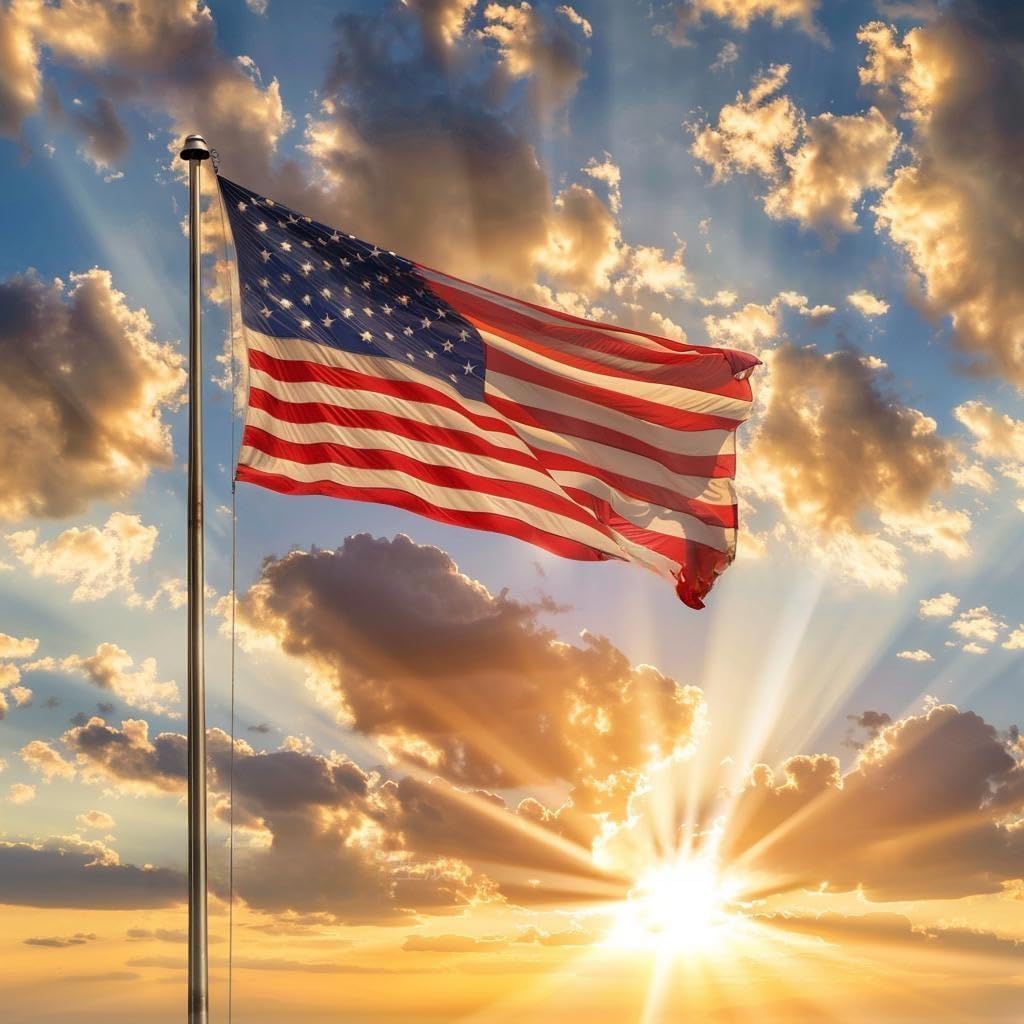 American Flags for Outside 5x8 FT-Spun Polyester US Flag Deluxe Heavy Duty with Embroidered Stars, Brass Grommets - All Weather USA Flag for Outdoor Use