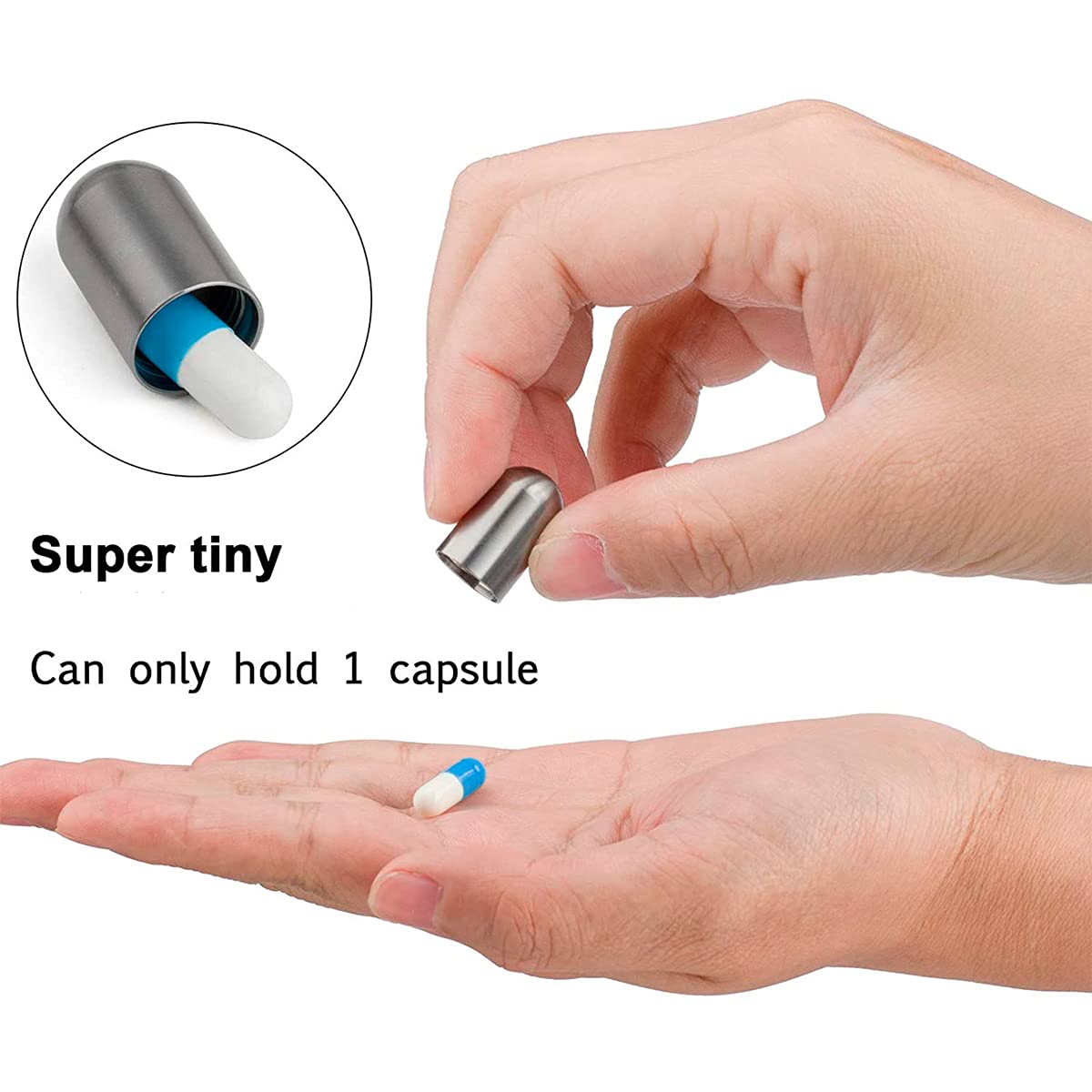 Portapillole Titanio Mini Portachiavi Portapillole Piccolo Impermeabile Tascabile Giornaliero Elegante Portatile bottiglia di pillola contenitore per campeggio, viaggio,2pack