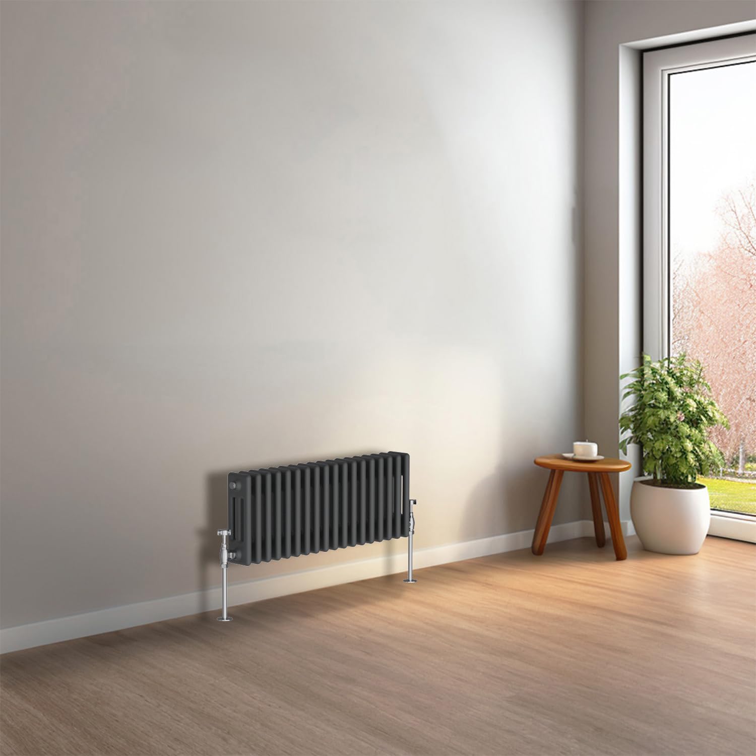 NRG 300 x 830mm Anthracite Horizontal Traditional Column Cast Iron Style Radiator Central Heating Radiator Perfect for Bathrooms, Kitchen, Living Room Triple Panel — image 1