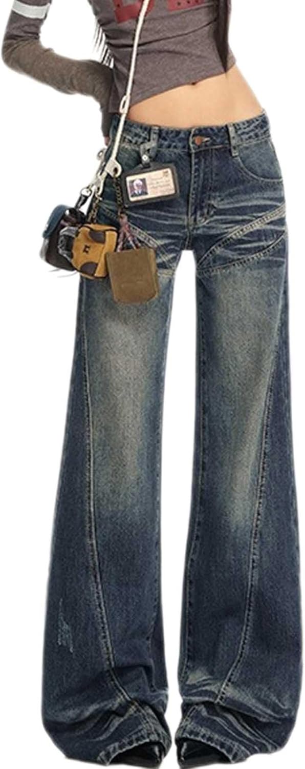 American Retro Jeans - Fashionable, Slim fit, Flared Leg Denim Pants, Suitable for Women's Daily wear