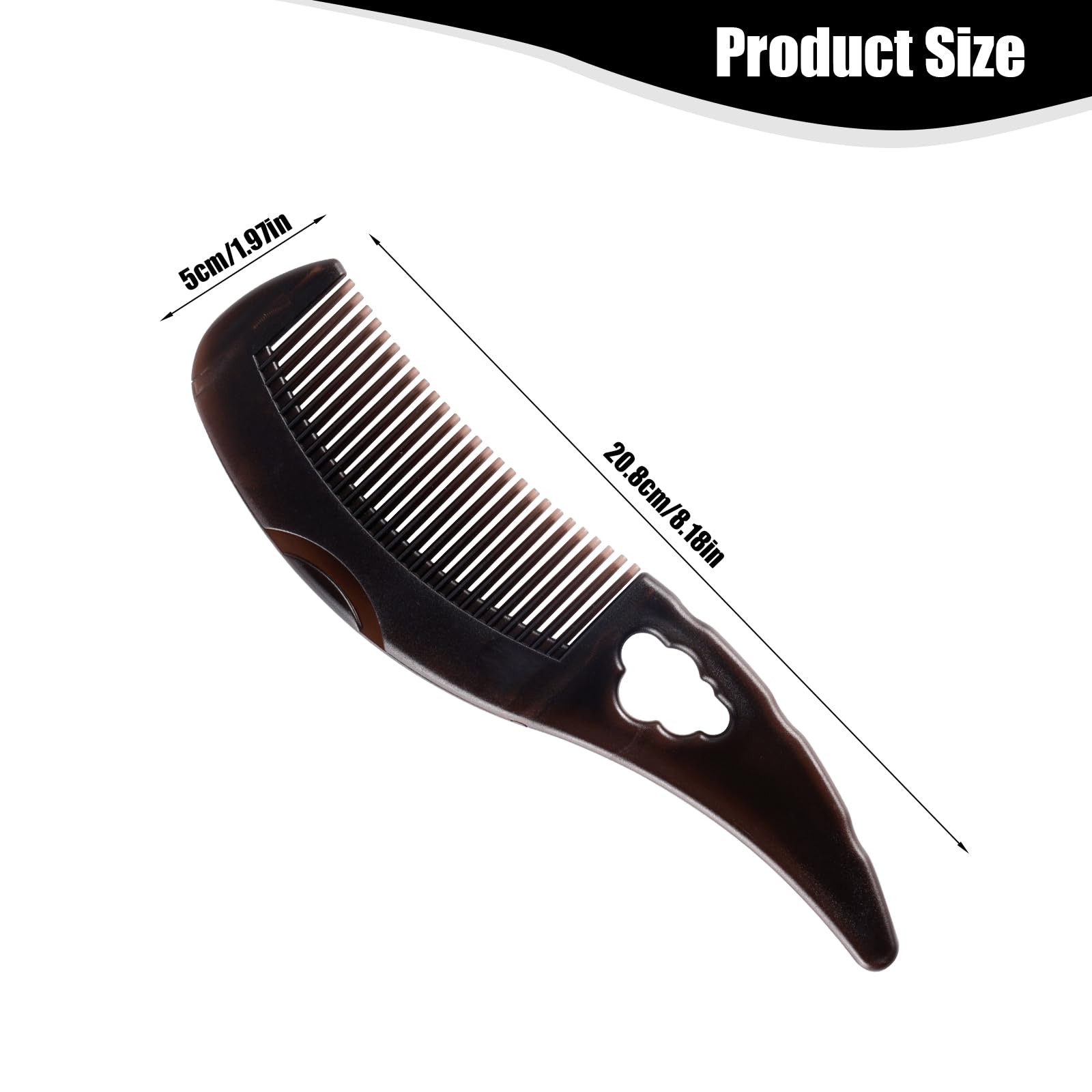 Dandruff Comb for Scalp 8.18x1.97in Dark Brown Energy Massage Comb With Comfortable Hollow Tooth - Image 2