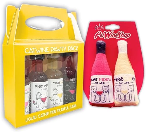 PetWineShop Cat Wine Pawty Pack Catnip Wine CatWine Set for Cats & Kittens
