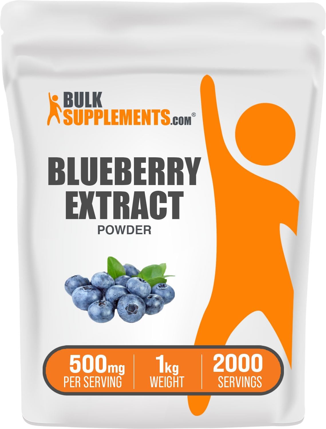 BulkSupplementscom Organic Blueberry Extract Powder - Blueberry Extract Supplement, Antioxidant Support - Vegan & Gluten Free, 500mg per Serving, 1kg (2.2 lbs) (Pack of 1)USDA Organic