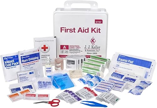 Botiquín de primeros auxilios, 50 personas, 184 piezas, ANSI clase A, OSHA, plástico, resistente al agua