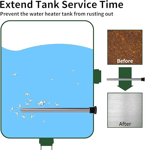 Miniatura 2 de RVGUARD Varilla de ánodo para calentador de agua de RV, varilla de ánodo de magnesio de 9-14 pulgadas con rosca NPT de 34 pulgadas para la mayoría