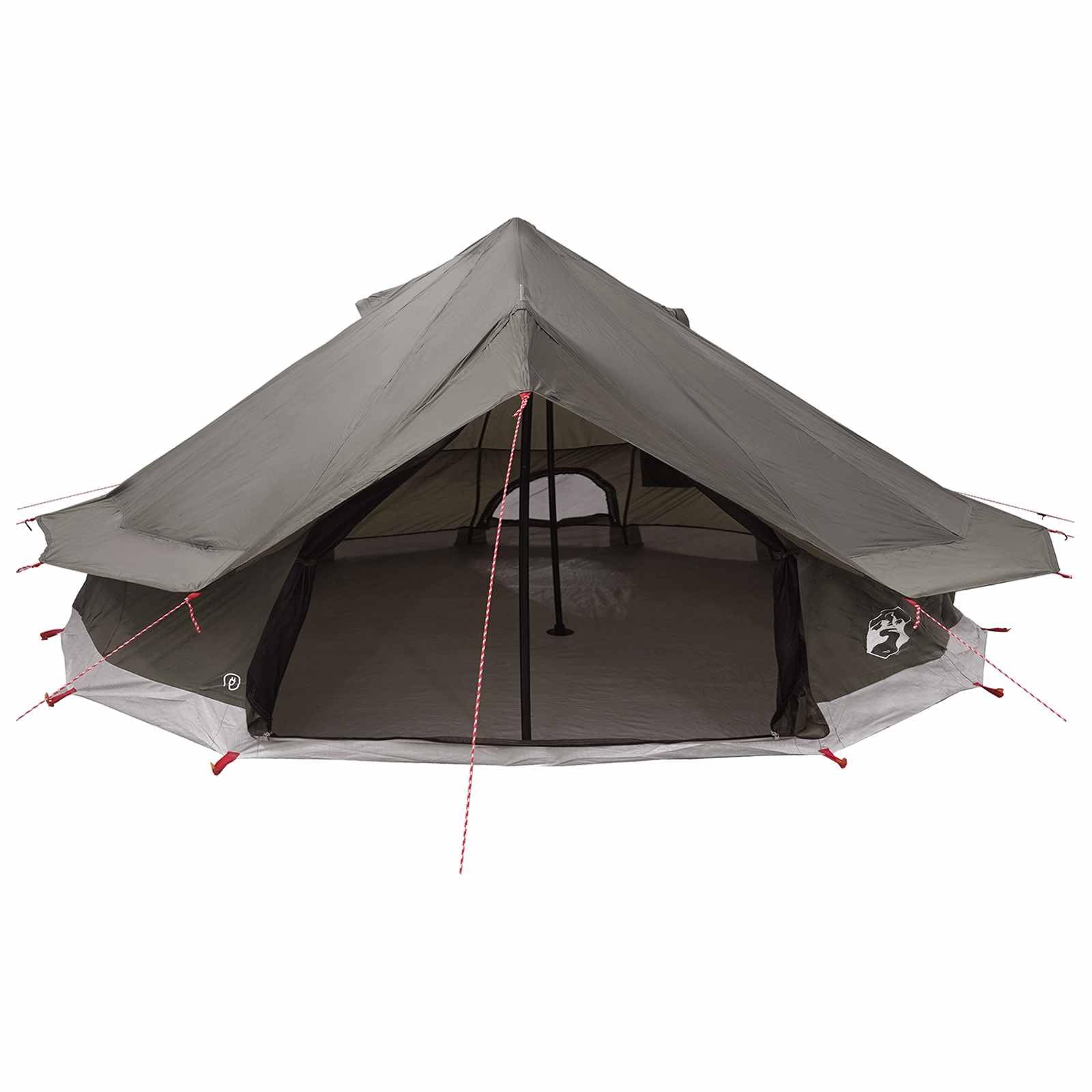 Namiot Tipi brązowo-szary, 800 x 800 x 430 cm, poliester i stal, namiot samorozkładający ze stelażem, szybkie zapięcie, składany, na kemping, dla rodziny, na plażę, festiwal