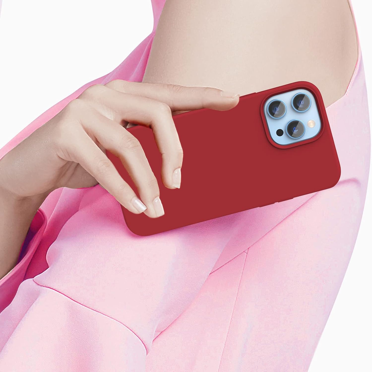 Compatible with iPhone 13 Pro Case 6.1 inch, [Shockproof][Anti-Scratch] Slim Liquid Silicone Case Protective Bumper Rubber Gel Cover for iPhone 13 Pro 6.1"(Red)