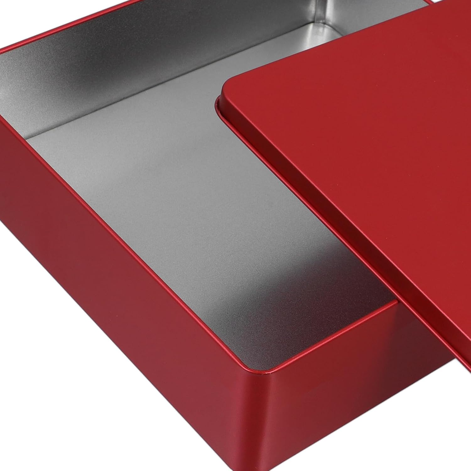 SUPVOX Square Large Cookie Tin Box with Lid, Red Metal Storage Container for Cookie Packaging, Reusable Party Treat Storage Box for Home Organization