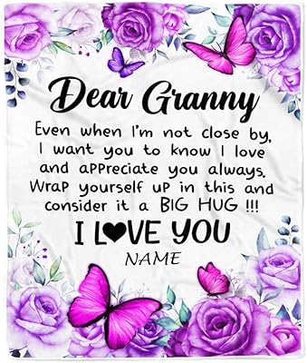 TeesNow Personalized to My Granny Blanket from Granddaughter Grandson Butterfly Love and Appreciate Granny Birthday Mothers Day Christmas Customized Fleece Blanket (30 x 40 Inches - Baby Size)