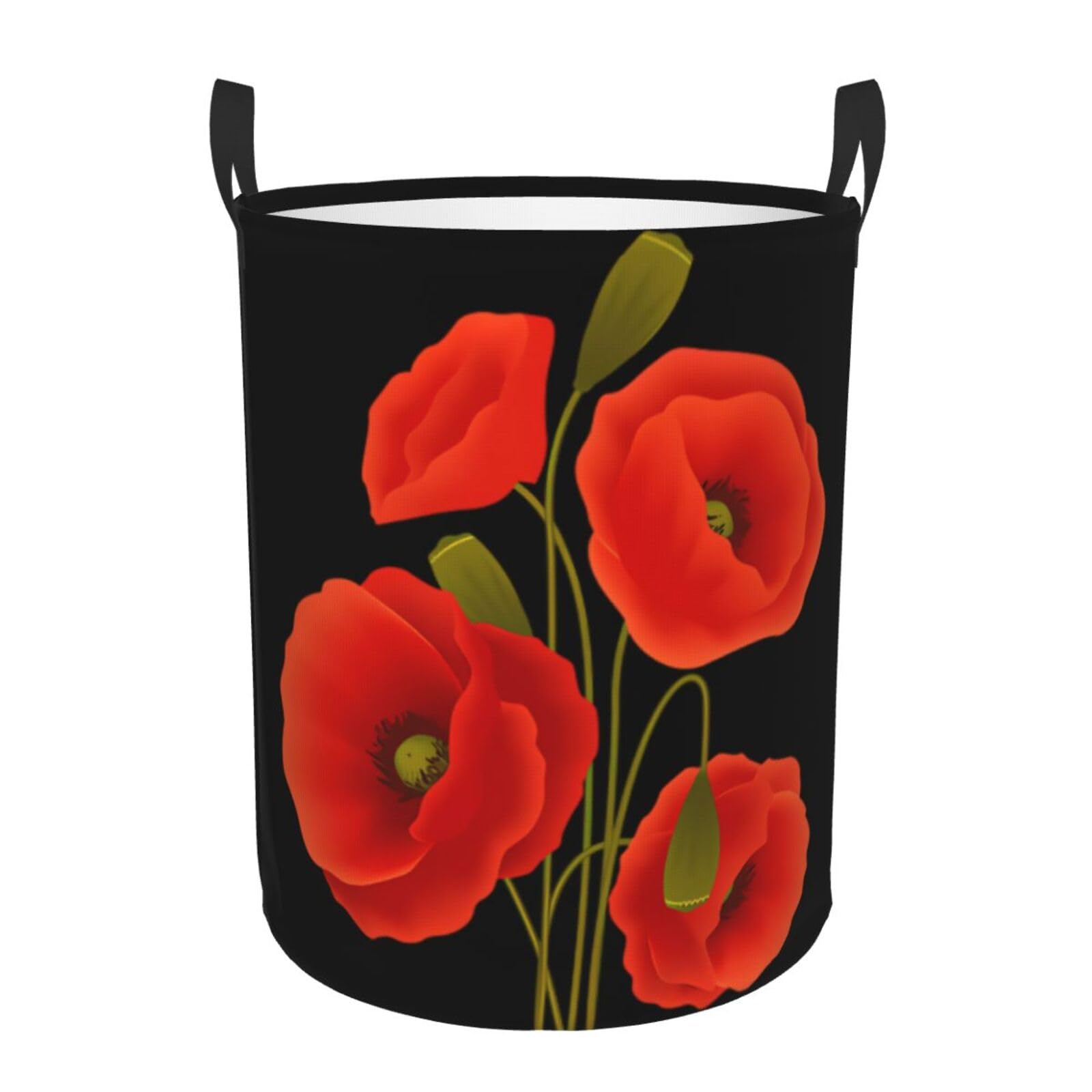 M Collapsible poppy flowers Print Circular Hamper Round