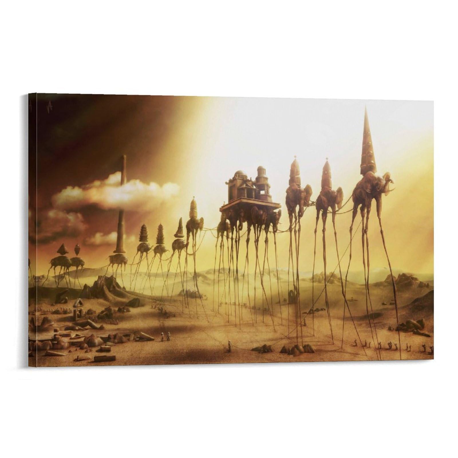 Salvador Dali Wall Art Prints 《Fantasy Elephants in The Desert》 Art Poster Home Decor Poster Wall Art Hanging Picture Print Decorative Painting Posters 12x18inch(30x45cm)