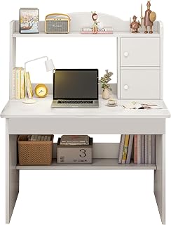 MAGIC SELECT 𝗗𝗲𝘀𝗸𝘀, Dressing Table with 2 Drawers and 3 Compartments, Bedroom Desk, Makeup Storage Cabinet, Dressing Table, 100x48x121 cm White