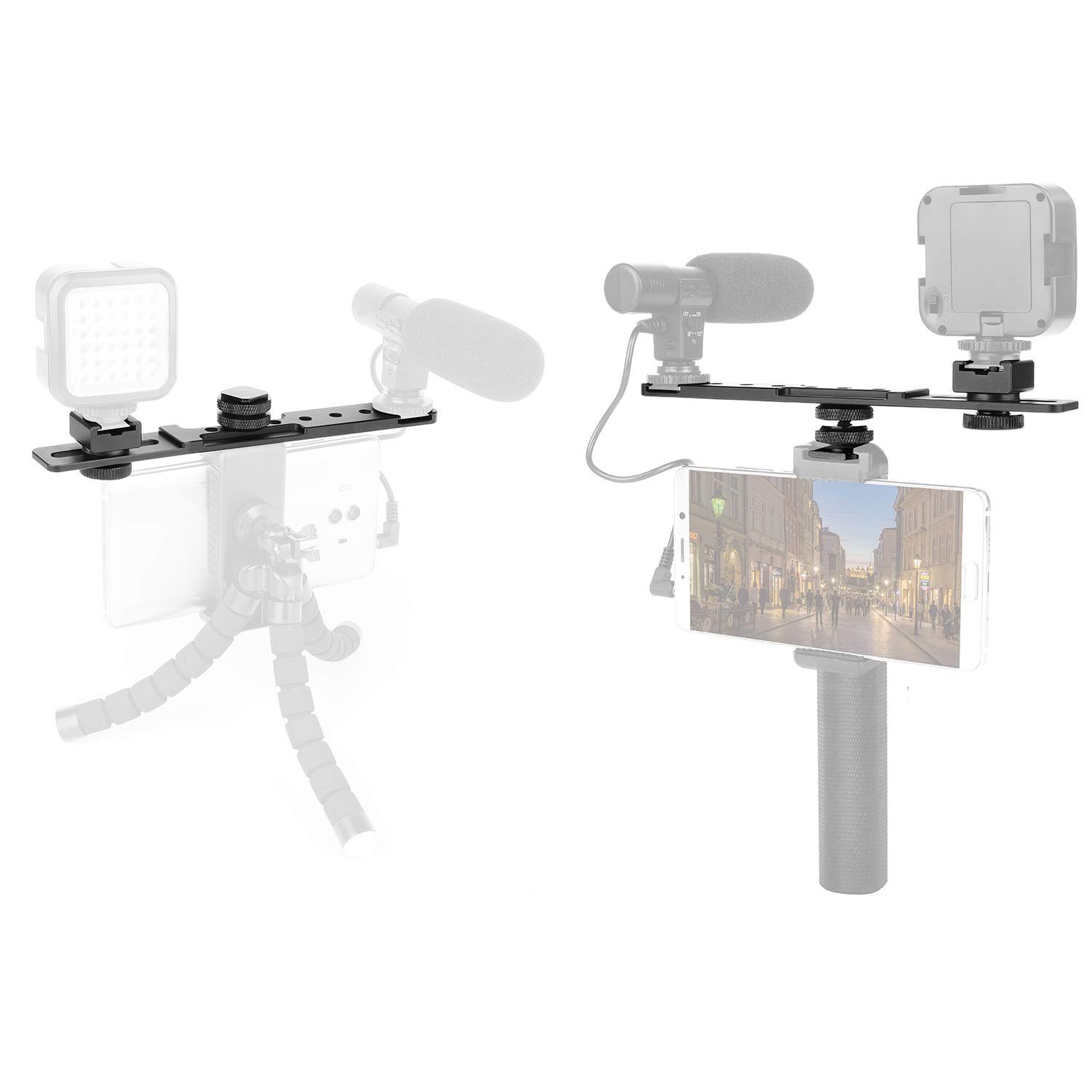 2PCS 2x Hot Shoe Flash Bracket Camera adattatore per montaggio a scarpa fredda in metallo nero con 1/4 ve per treppiede per supporto per treppiede leggero