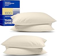 Vista 14 de THREAD SPREAD Fundas de almohada 100% de algodón egipcio - Fundas de almohada de alto conteo de hilos tamaño Queen/estándar, paquete de 2, suaves