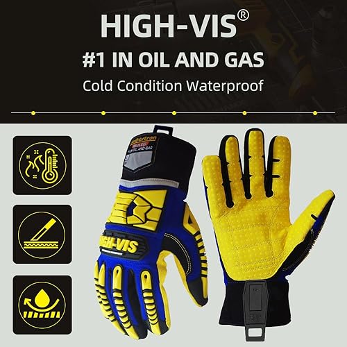 Vista 2 de Seibertron High-VIS SDXW - Guantes de trabajo de seguridad impermeables para condiciones de clima frío y petróleo S