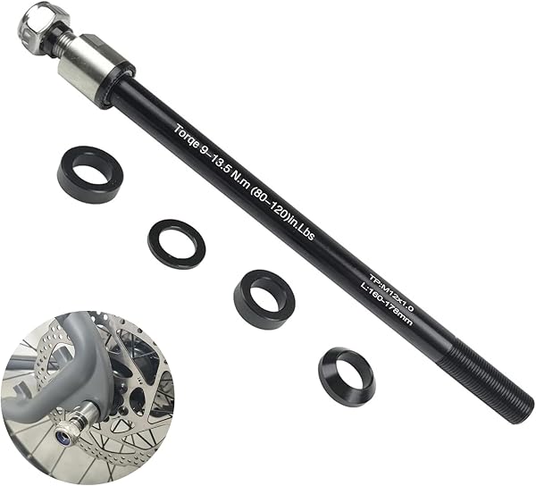 Cyberwork Axe enfichable pour remorque de vélo M12 160-178 mm, Adaptateur d'axe de vélo, Longueur de tige réglable, Compatible avec la plupart des attelages de remorque de vélo-avec écrou antidérapant - 1
