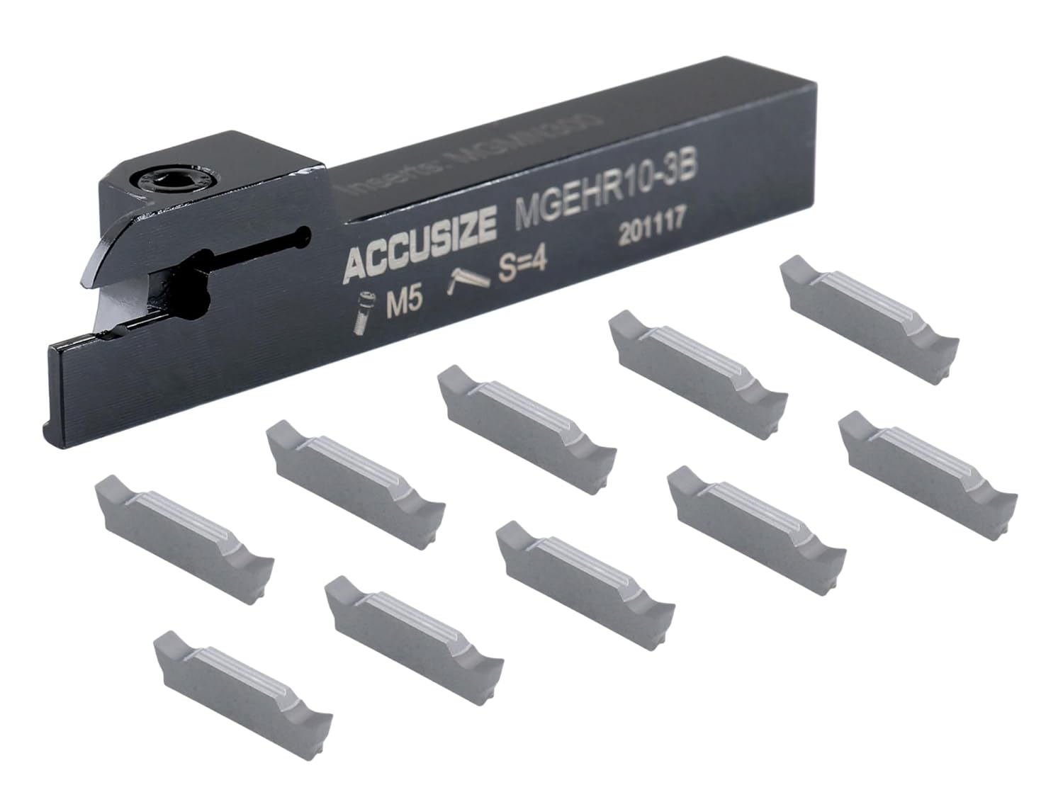 Accusize Industrial Tools 5/8'' x 5/8" Cut-Off Holder, Parting Tool, Mgehr10-3b of 2387-2005 with 10 Carbide Inserts for Cutting Aluminum