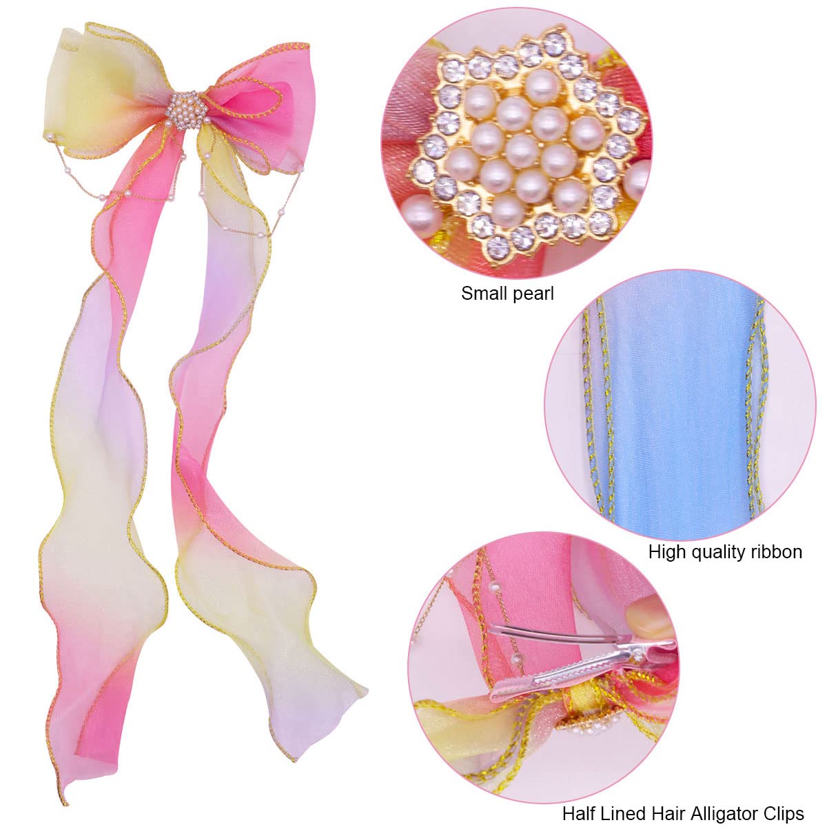 Amazon.com: Misgirlot 5Pcs Ribbon Hair Bows for Girls,Princess  