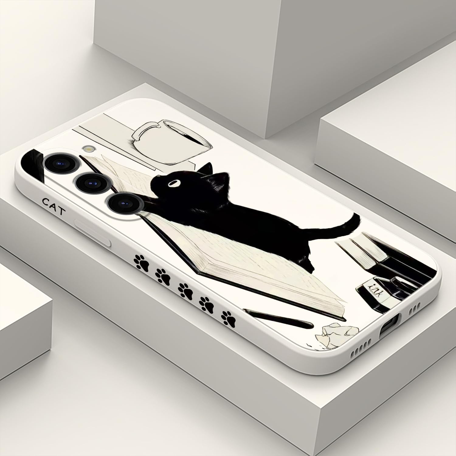 Coque Samsung S23 silicone ultra-fine design créatif chat blanc 6,1" - 8