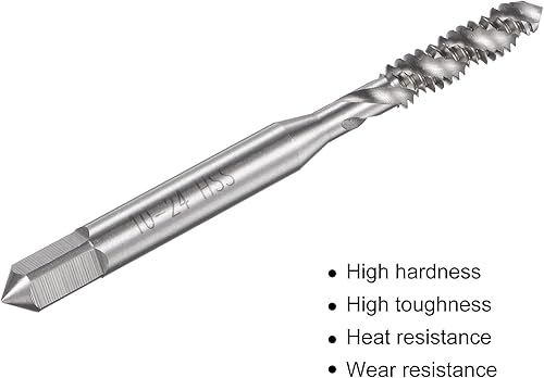 Miniatura 4 de uxcell Grifo de roscado de flauta espiral 10-24 UNC, HSS (acero de alta velocidad) sin recubrimiento rosca de máquina roscado 3 flautas herramienta