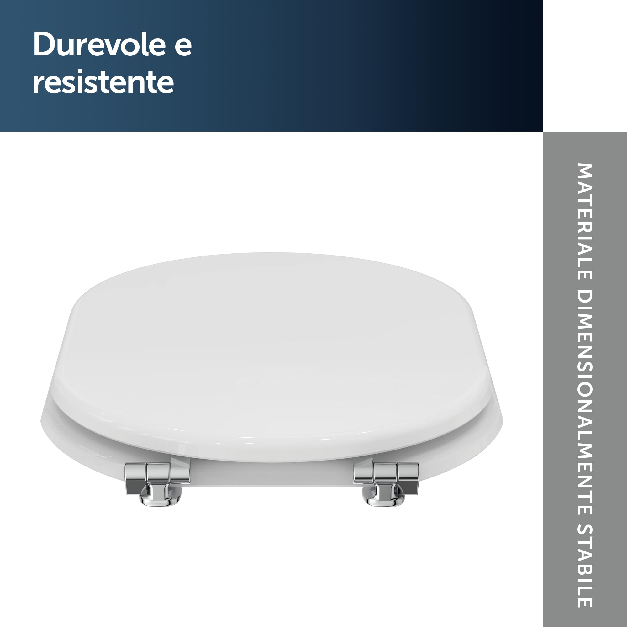Ideal Standard Fiorile Sedile WC, forma arrotondata, Sedile del water resistente, incluso set di cerniere per una facile installazione, realizzato in materiale robusto – Bianco (345x475 mm)