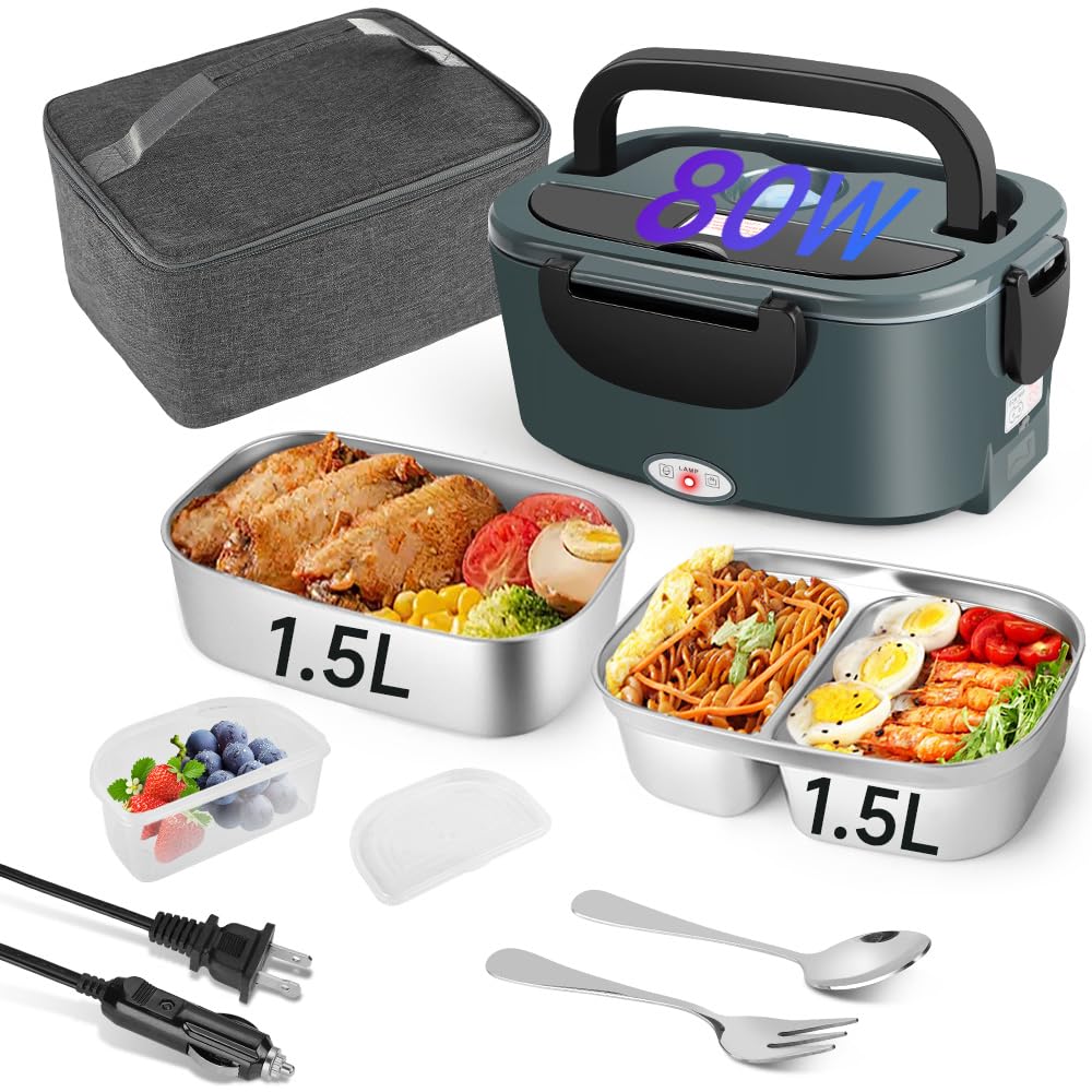 Amazon.com: IXIIE Electric Lunch Box 80W Food Warmer for Work, 12V/24V ...