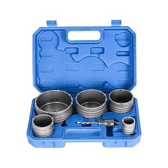 6Pcs Masonry Concrete Hole Saw Kit 40 65 80 100 120 mm - 110 mm Tungsten Carbide SDS Plus Bit Shank - Hole Saw Set for Concrete Brick Cement Tile