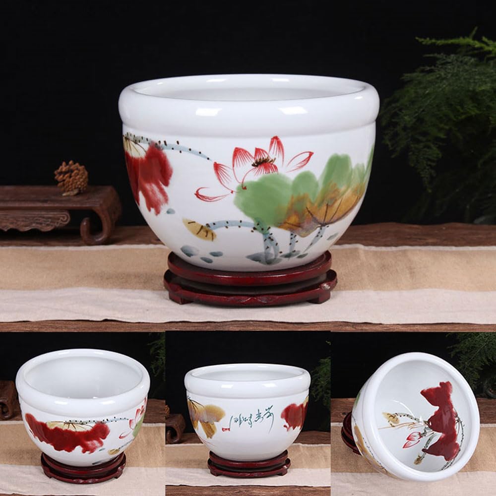 Ceramiczne doniczki, niebiesko-biała porcelanowa misa z lilią wodną, hydroponiczna na ryby, doniczka żonkila, chiński pojemnik rośliny(C,37 * 26cm)