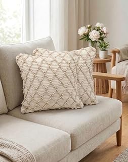 DECORKART Boho Designer Handloom Cotton Polyster Square Cushion Cover Sofa Couch Pillow Cases Chair Kitchen livingroom Decorative Items Set of 2, 16 X 16inch,Boho Designer Handloom Cover