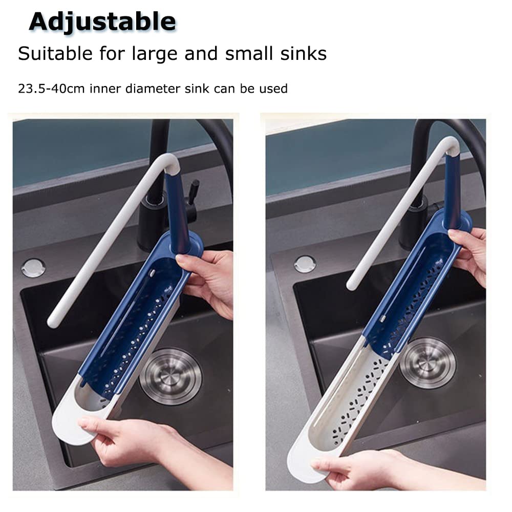 Porta Spugne Per Lavello Cucina Telescopico – Organizer Regolabile Con Portasciugamani E Ganci, In PP, Adatto A Lavelli Da 24 A 40 Cm - 3