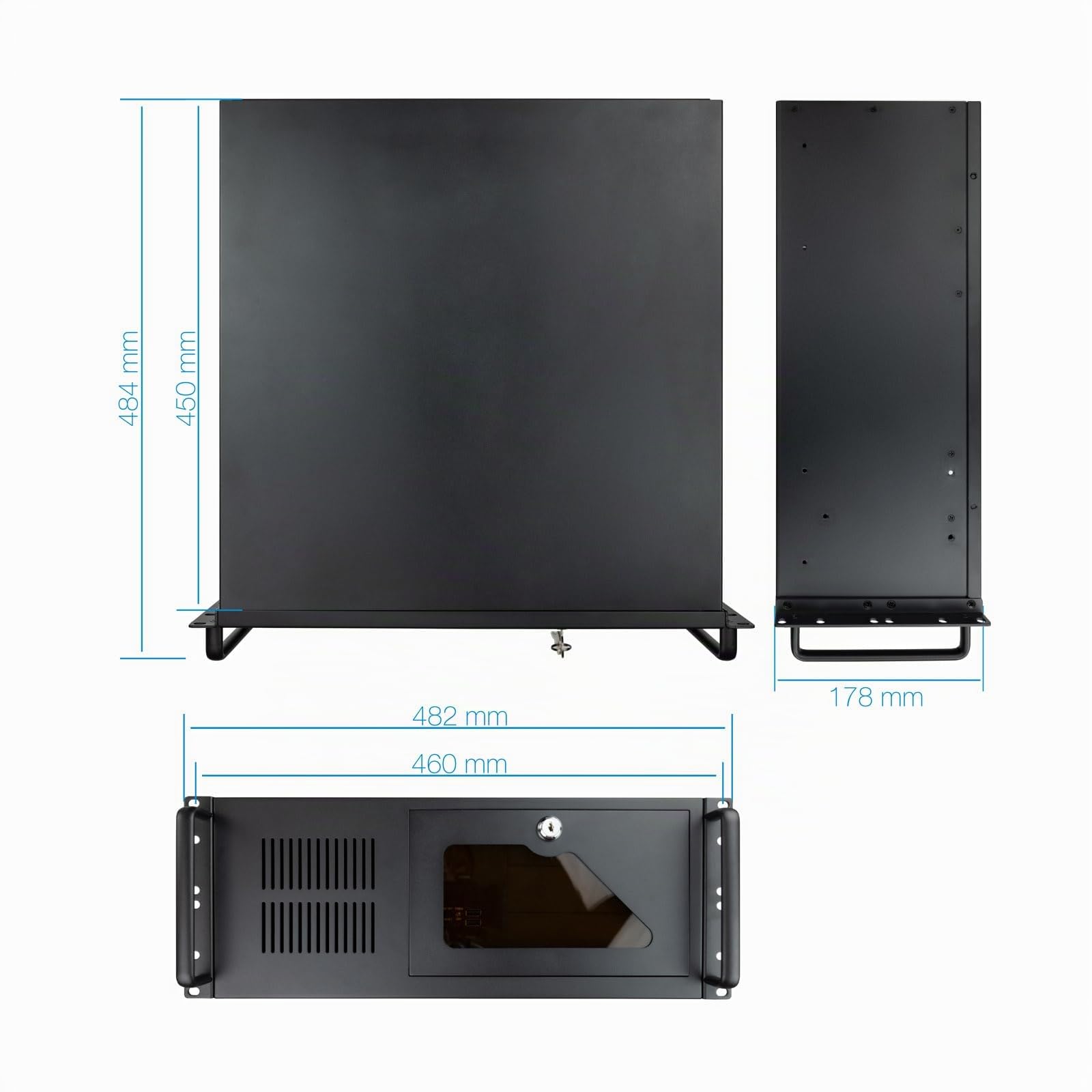 TOOQ RACK-406N-USB3 - Caja para Ordenador (para Rack de 19" 4U, Formato ATX Cierre Frontal con Llave, 2 x USB 3.0)