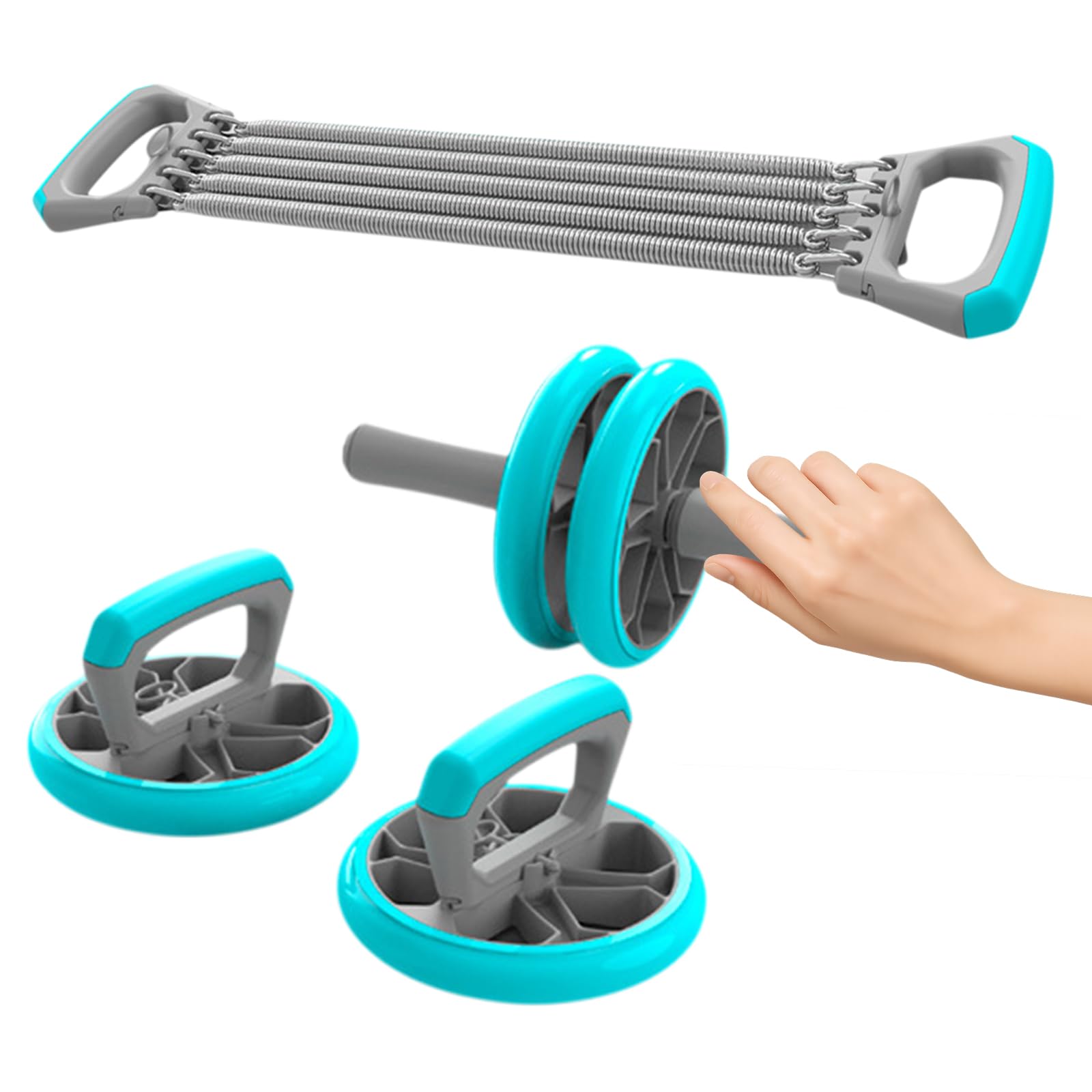 Zestaw treningowy 3 w 1 Ab Roller Push Up Bar Chest Expander | Stalowa rurka antypoślizgowe uchwyty piankowe rdzeń ramię ramię mięsień domowa siłownia zestaw fitness