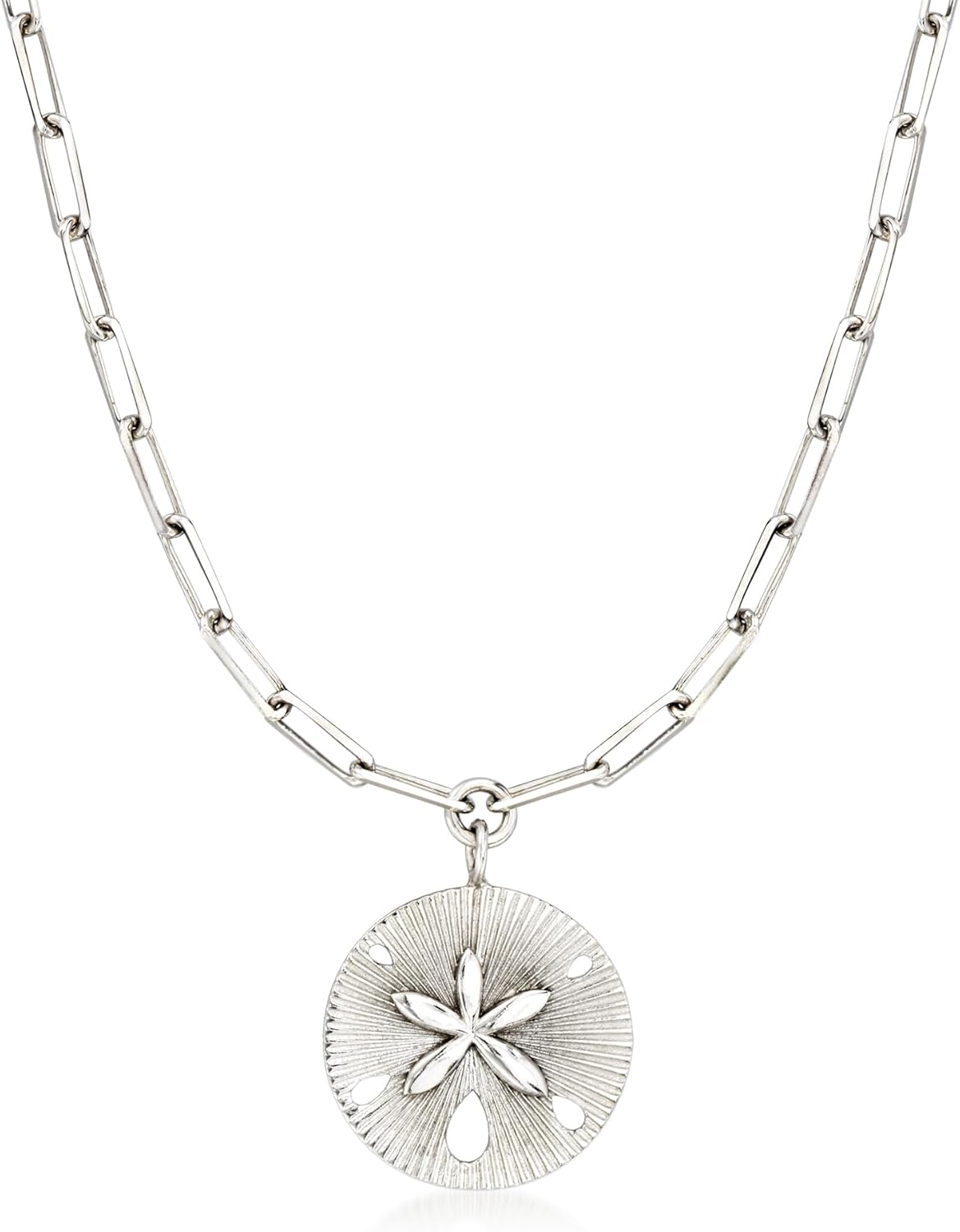 Ross-Simons Sterling Silver Sand Dollar Jewelry Set: Drop Earrings and Necklace. 18 inches