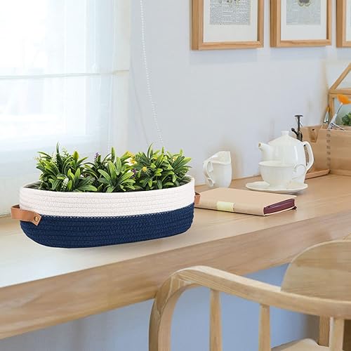 Miniatura 2 de Oradrem Cesta de inodoro, cesta de almacenamiento tejida para tanque de inodoro, decoración del hogar, cestas organizadoras de 13 x 5.9 x 4