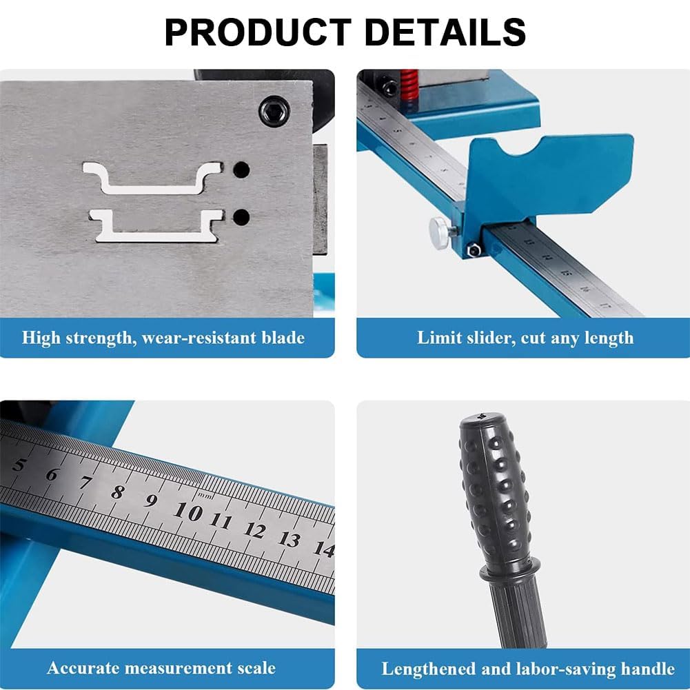 Kit professionale con guida DIN e tronchesi – Strumento manuale da banco con lama a doppia scanalatura, righello da 50 cm e cursore di trasferimento, taglio di precisione per binari in acciaio